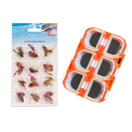 Cajita Mosquera Imantada Con 12 Moscas De Pescar Incluidas