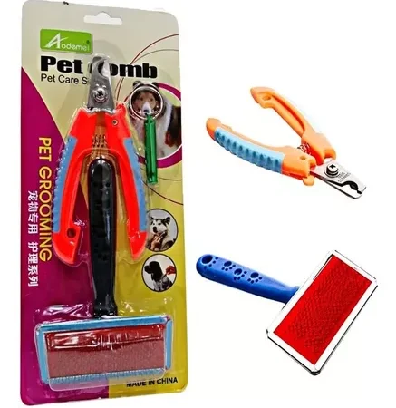 Set De Aseo Para Perros Cepillo + Corta Uñas + Silbato
